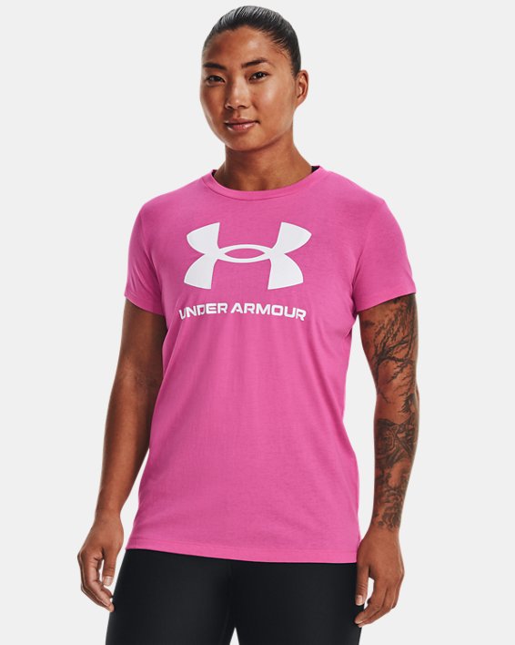 Tee-shirt à manches courtes UA Sportstyle Graphic pour femme, Pink, pdpMainDesktop image number 0